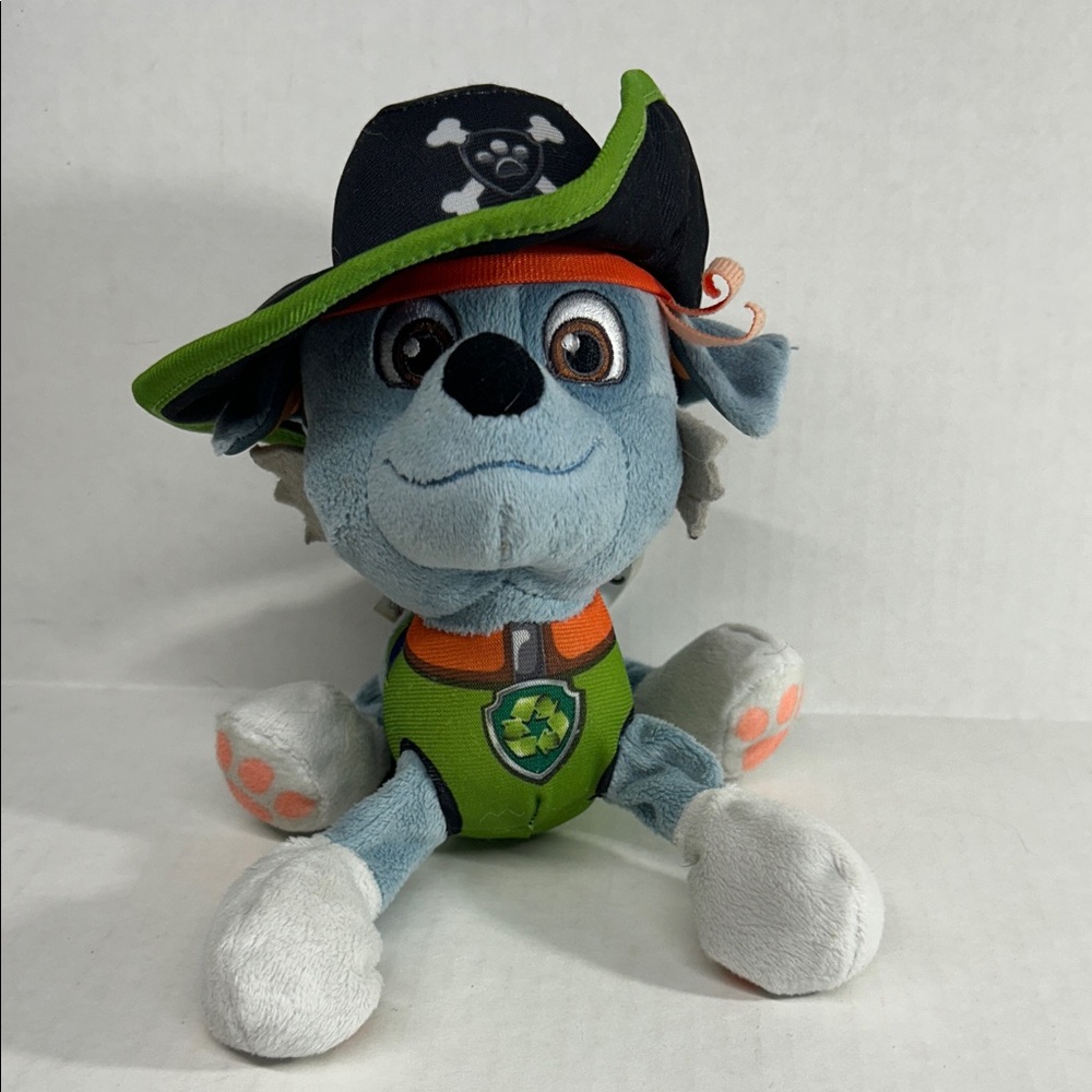 Paw Patrol Rocky Plush with Pirate Hat — Green, Light Blue, Orange